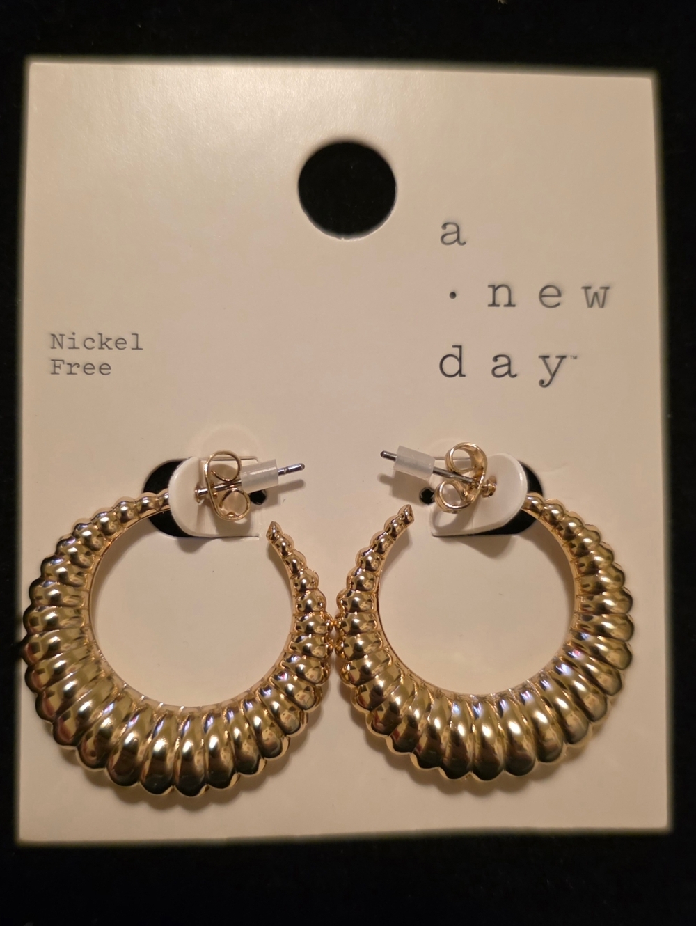 Textured Goldtone Hoop Earrings